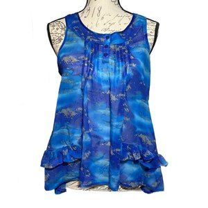Cute Rue 21 Ruffled Sheer Top Size Blue